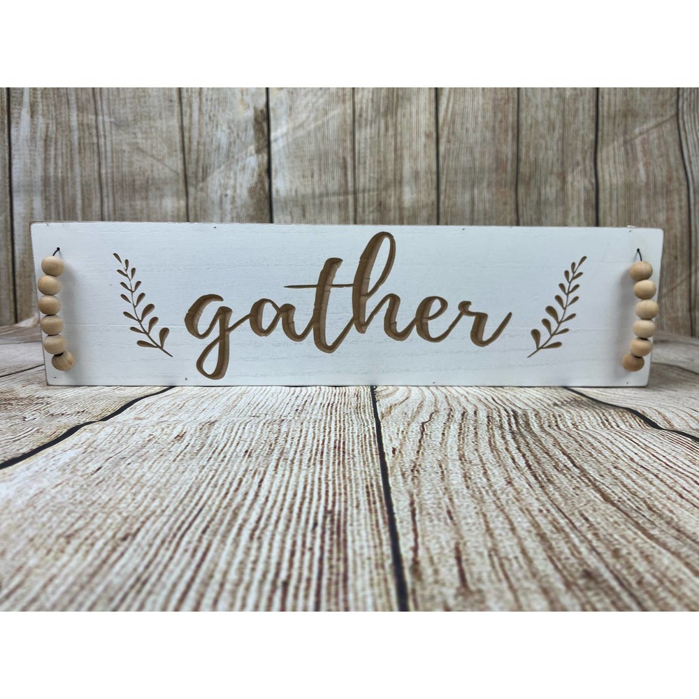 Farmhouse Style Gather Wall Hanging, White/Natural